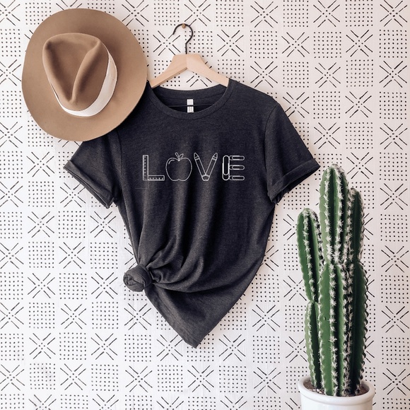 Bella Canvas Tops - Teacher Love Tshirt